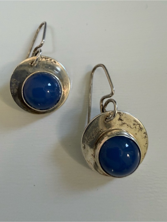 Hand-Crafted Jewelry - Silver & Lapis Drop Earrings